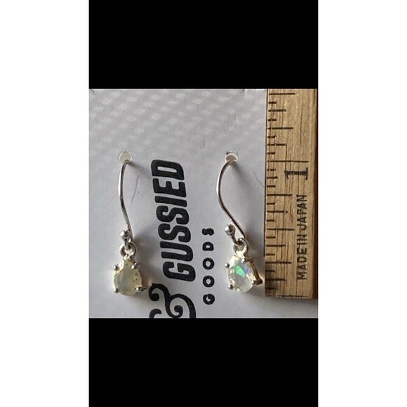 Sterling Silver 925 and Ethopian Fire Opal Teardrop Drop Hook Earrings Opal Gems - Picture 2 of 10
